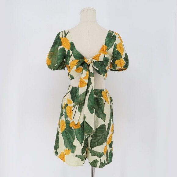 NWT FARM RIO Cutout Tie-Back Linen Blend Romper Size S - Picture 7 of 9